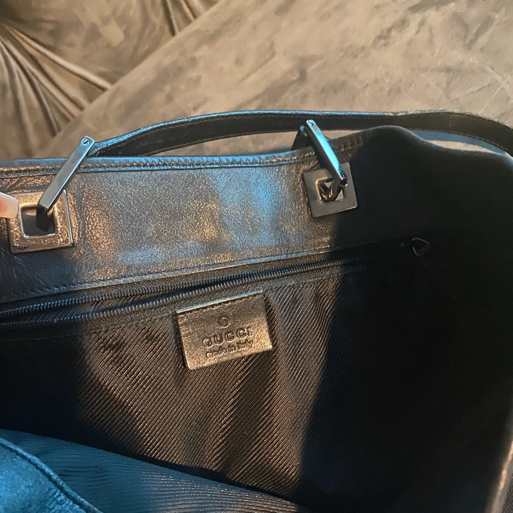 Gucci Monogram Leather/Canvas Tote Black - Picture 3 of 10